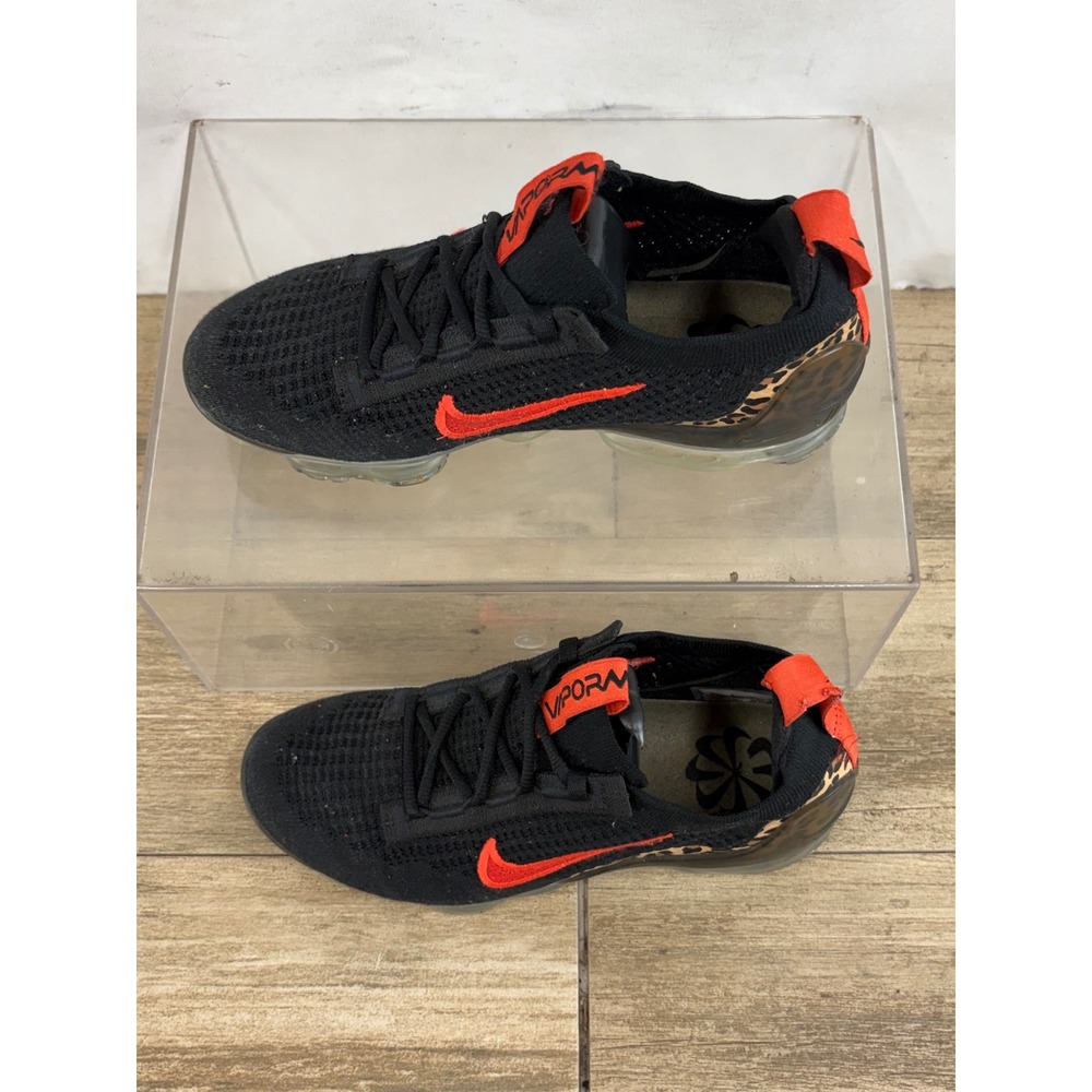 Nike Air VaporMax Flyknit 3 Leopard Swoosh Black Red Women's Shoes Size 6 - Picture 9 of 9